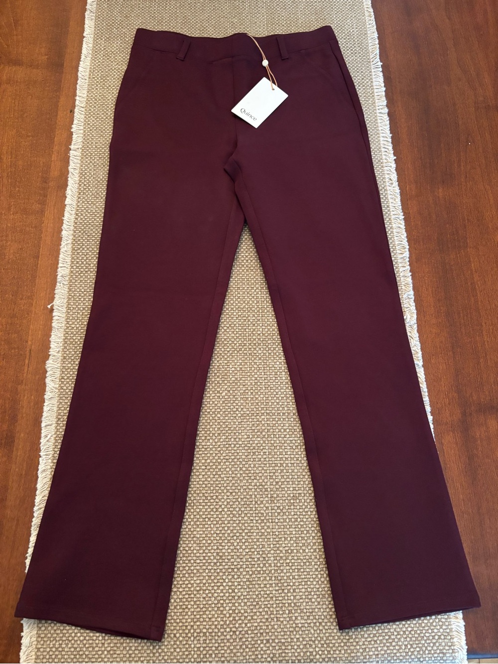Quince Ultra-Stretch Ponte Straight Leg Pants — Plum